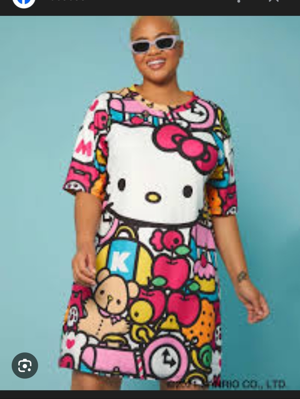 Hello Kitty Graphic Shift Dress in White and Pink 4X